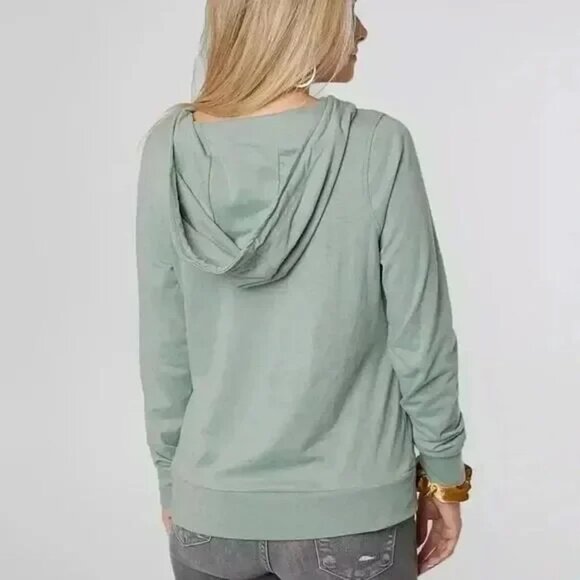 BKE Buckle Sage Mint Hoodie Sz Medium Twisted Rope Drawstrings Kangaroo Pocket - Picture 10 of 12